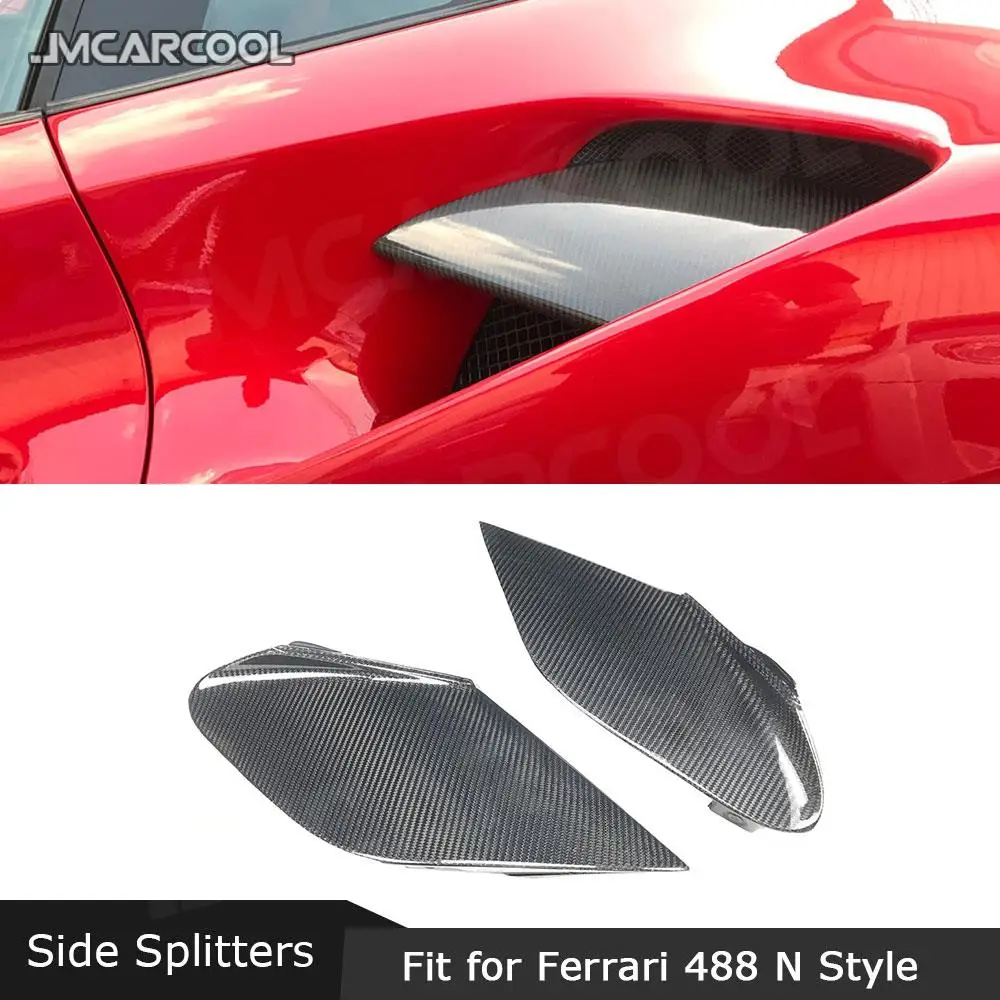 

Dry Carbon Fiber Side Bumper Splitters FRP Unpainted Black Flaps Apron Canards case for Ferrari 488 N Style 2015-2018