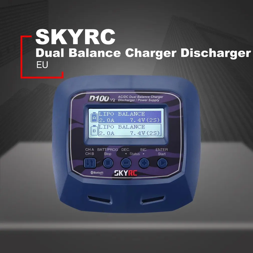 SKYRC D100 V2 Зарядное устройство с двойным выходом Интеллектуальный баланс зарядное устройство СОП зарядное устройство английская Голосовая зарядка LiIon LiHV NiMH NiCd LiPo