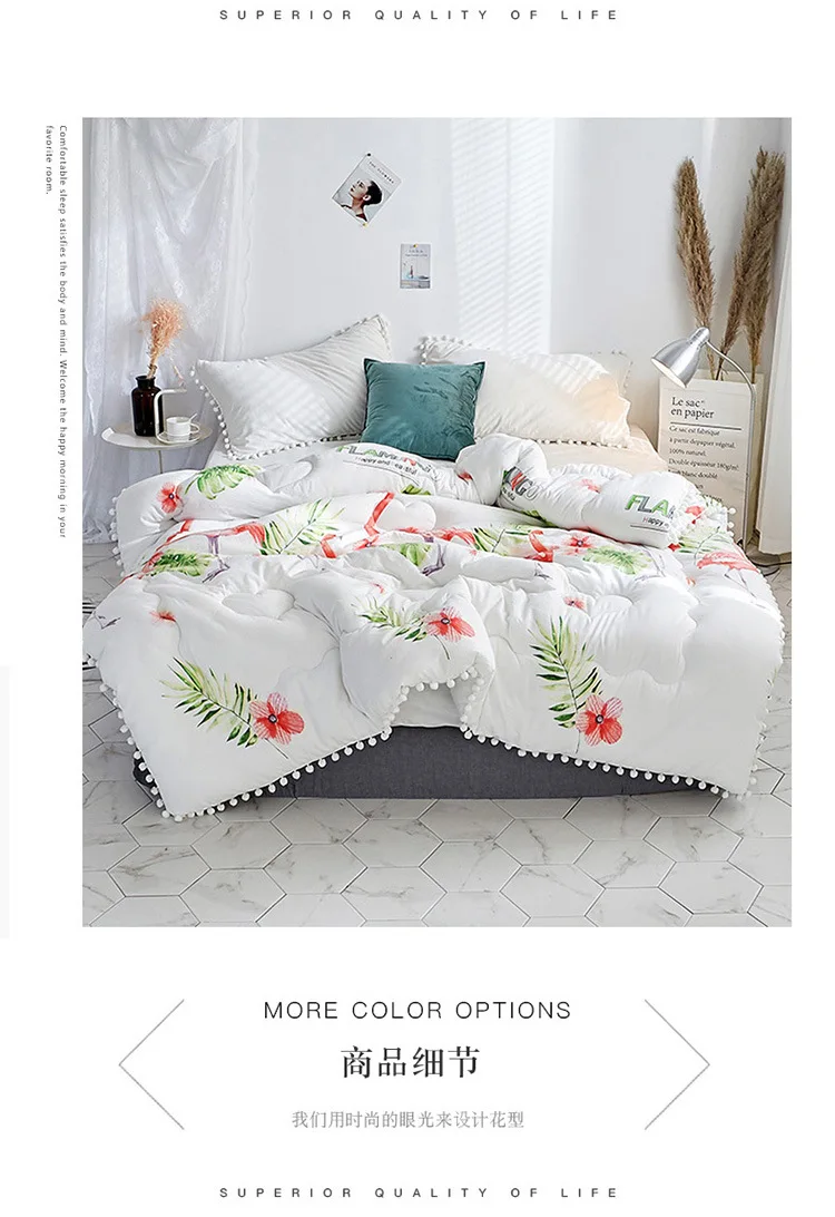 

1pc Winter Comforter Washed Cotton Edredon Patchwork Quilted Thicken Comforter New Bedding Winter Duvet with Stuffing White Grey