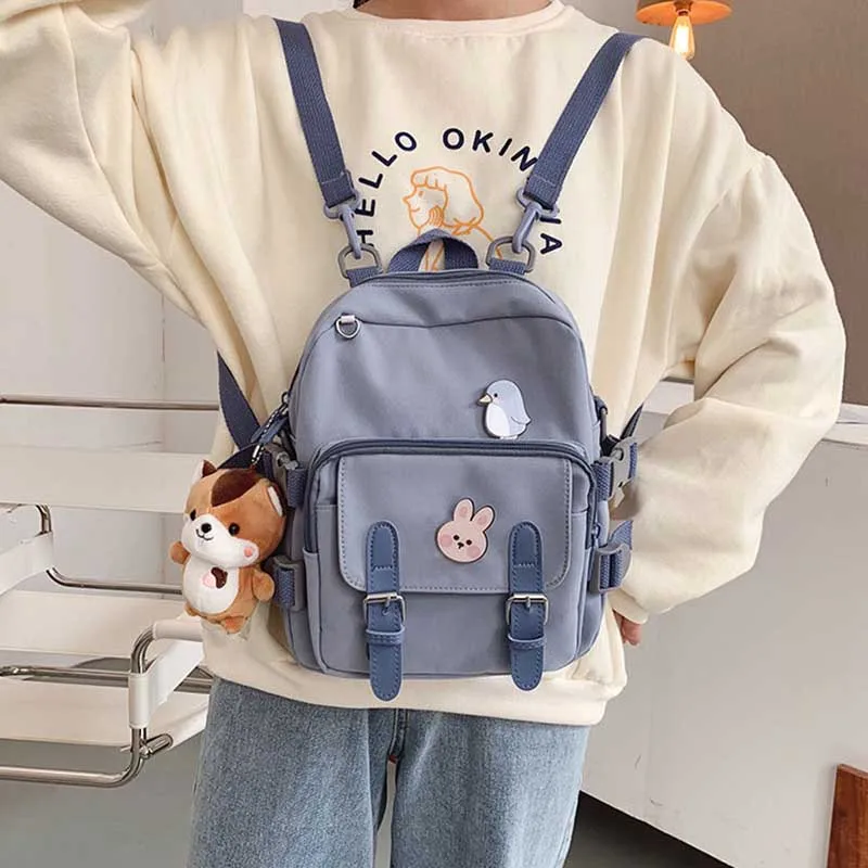 

School Backpack Women's Solid Korean Students Backpacks For Girls Wild Large Capacity Schoolbag Simple Casual Travel Female Bags