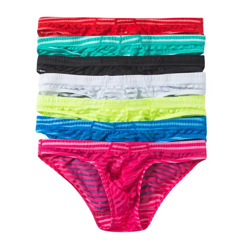 4 шт. Для мужчин s трусы из сетчатой ткани в полоску прозрачная Сисси нижнее белье