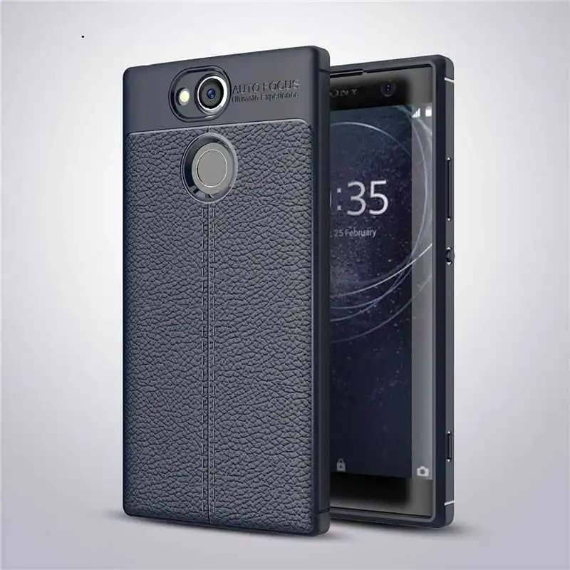 Mokoemi Личи узор ударопрочный мягкий для sony Xperia XA2 XA1 Ультра чехол для sony Xperia XA2 XA1 Plus чехол для телефона - Цвет: Navy Blue