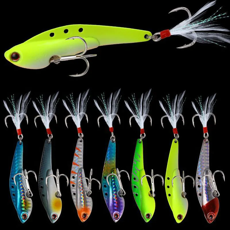 7 шт. ложка металлическая рыболовная приманка 20 г 40 тройной крючок с пером Спиннер