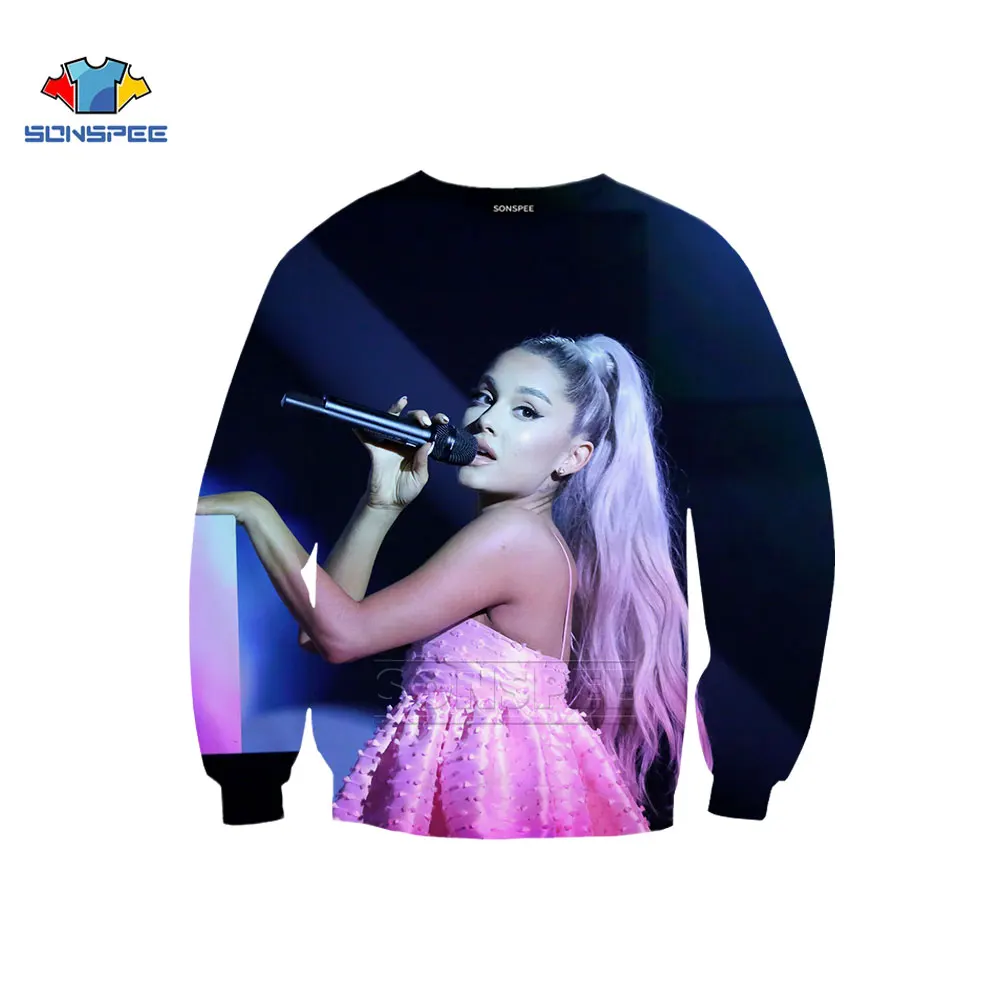 

SONSPEE Ariana Grande Character Sweatshirt New Men Women Hoodies 3D Print Harajuku Street Prety Cool Fashion Top Neck Pullover
