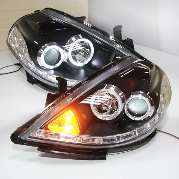 Передняя фара в сборе ангельские глазки для NISSAN Tiida 2008 2010 года|Фара авто сборе| |