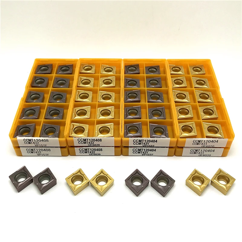 Inserções de Carboneto de Torneamento Externo Cnc Ferramenta de Torneamento de Alta Qualidade Inserções de Processamento de Aço Ccmt120404 Ccmt120408 Vp15tf Ue6020 Ferr. torneam.
