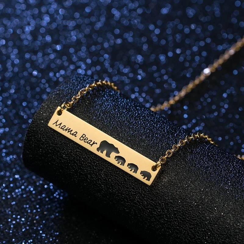 ZPAMS ожерелье из нержавеющей стали Женская этикетка с медведем животное золотое