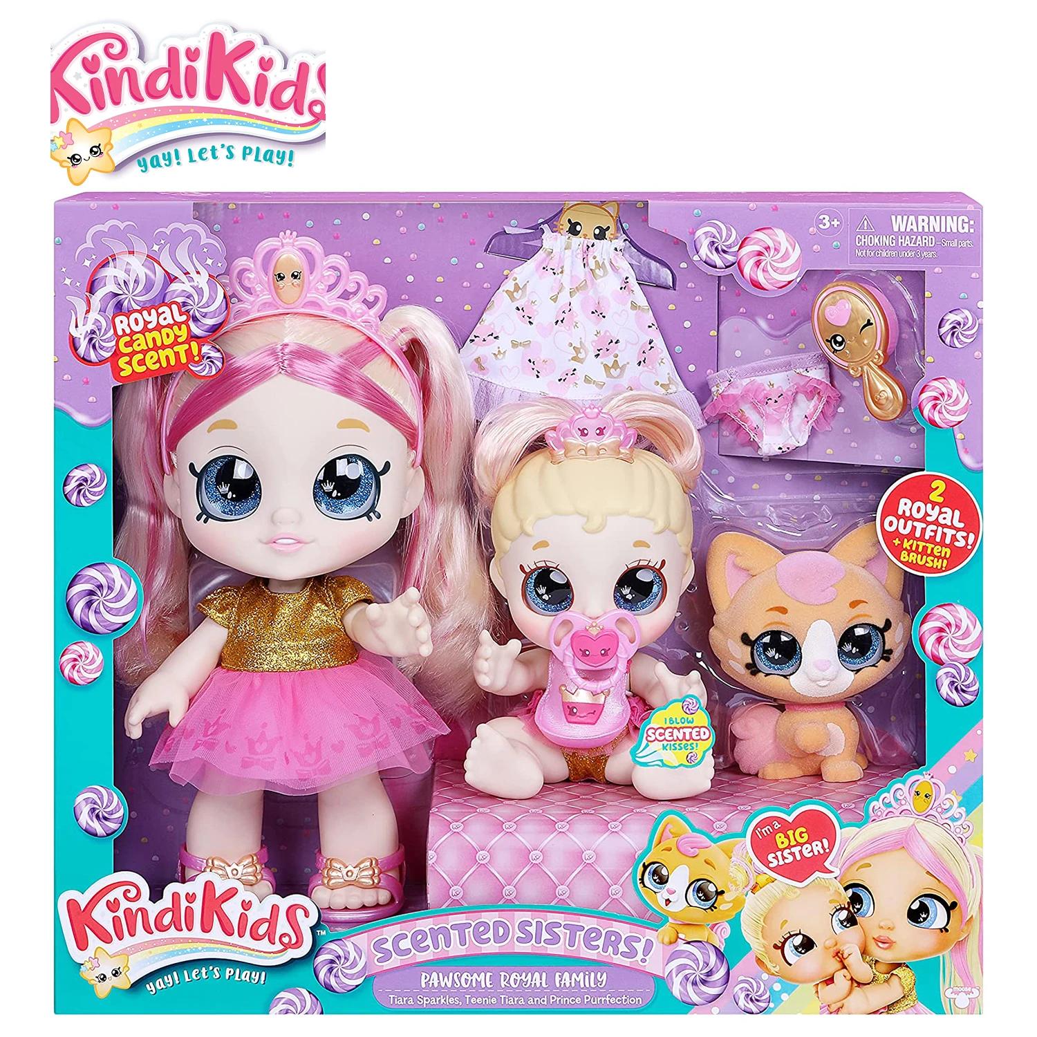 

Original Kindi Kids Doll Scented Sisters Pawsome Tiara Sparkles Royal 10" Doll Play Sets Girls Toys Birthday Surprises Gift Set