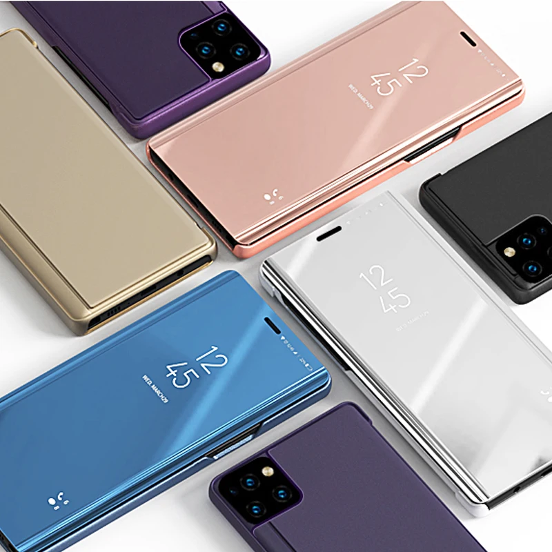 Умный кожаный зеркало заднего вида чехол для iPhone 11 2019 прозрачный вид чехлы