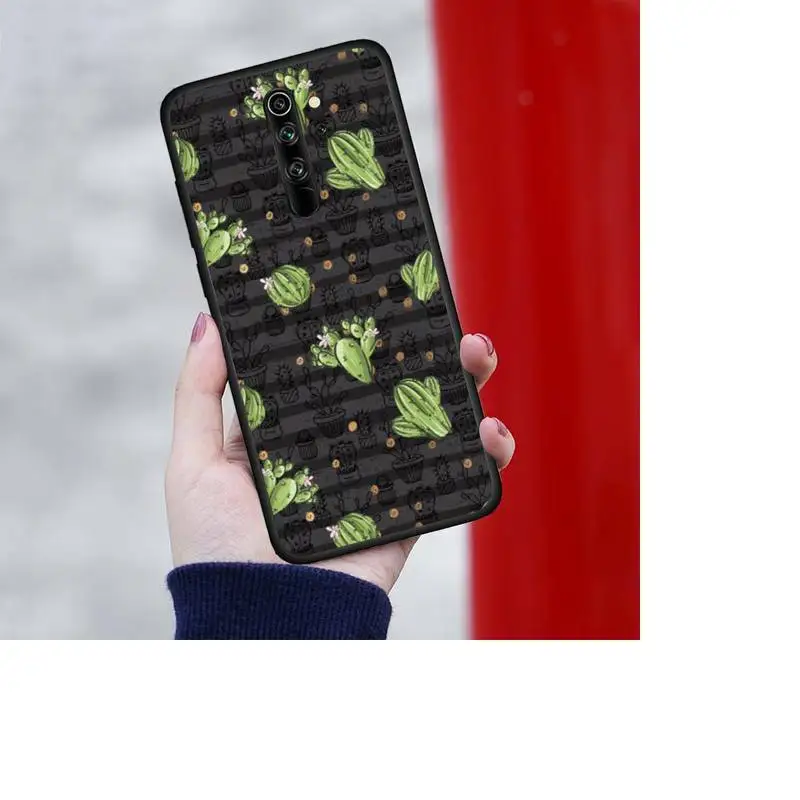 

ZFGHSHYQ Black Soft Silicone Cactus Series Phone Case For Redmi 7 8 9 A K20 30 Pro Note 8 9 Pro 9s