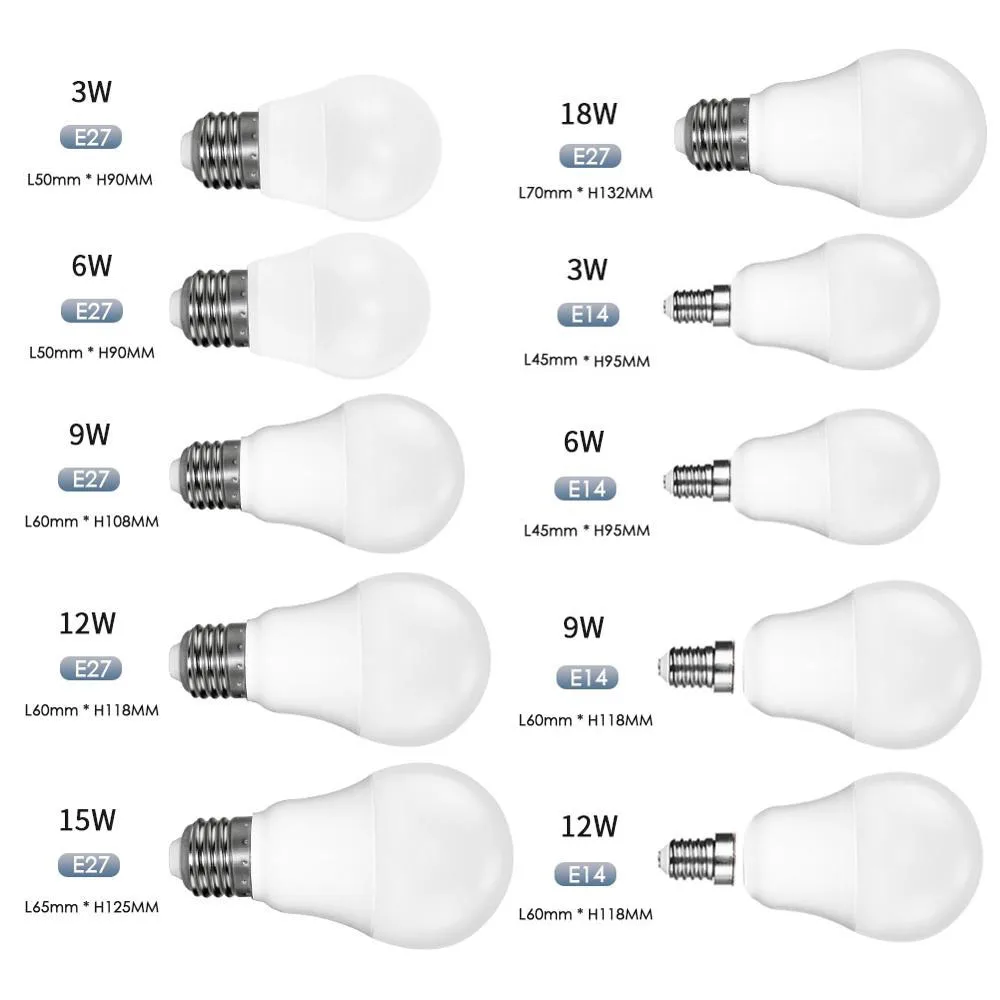 Светодиодная лампа E27 E14 6 шт. точечный светильник Диод cfl ампула SMD 2835 3 Вт 9 12 15 18 220 В
