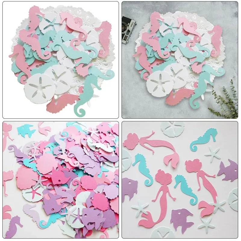 

Birthday Part Decoration 100pcs/lot Girl Favor Mermaid Confetti Beach Party Supplies Seahorse Colorful Theme Decoration