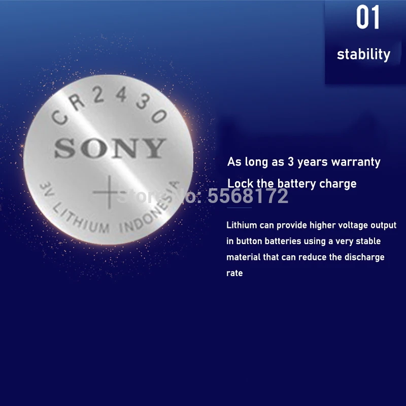 Оригинальный SONY CR2430 кнопочный аккумулятор 3 в литиевые батареи CR 2430 для часов