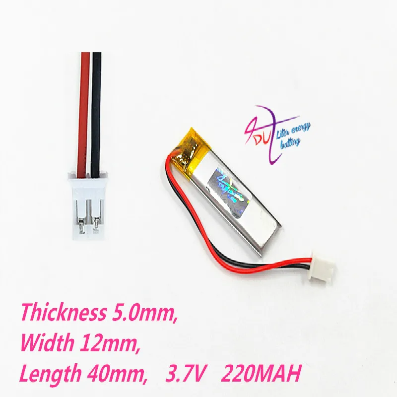 

JST PH 2.0mm 2pin 10 pcs 3.7V 220mAh Lithium Polymer LiPo Rechargeable Battery 501240 For Mp3 bluetooth headphone smart watch