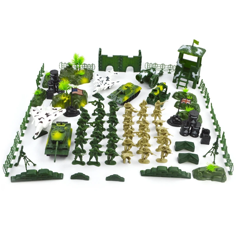 

90PCS Simulation Static Soldier Figures Tank Artillery Building Blocks Model Mini Soldier Figures Sand Table Accessories