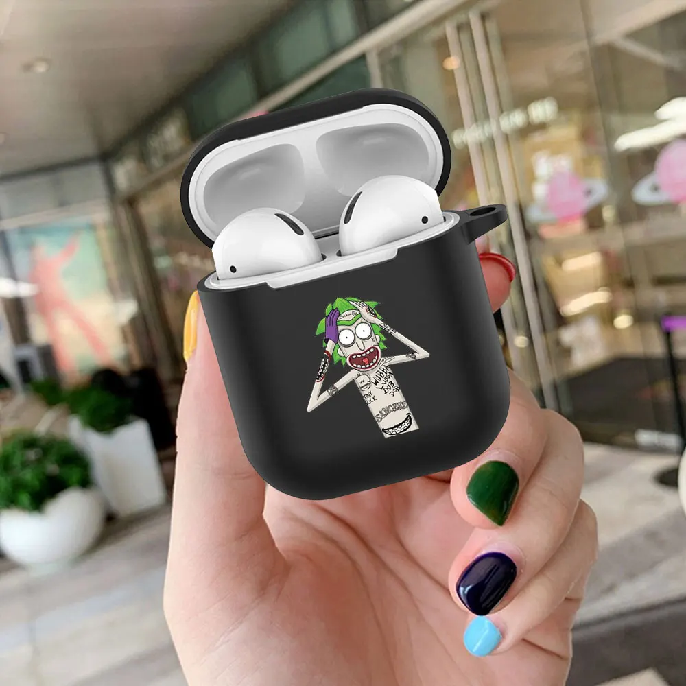 

Cool Cartoon Funny Anime Rick Morty Soft Black matte Case For AirPods Pro 2 1 3 Silicone Wireless Bluetooth Earphone Box Cover