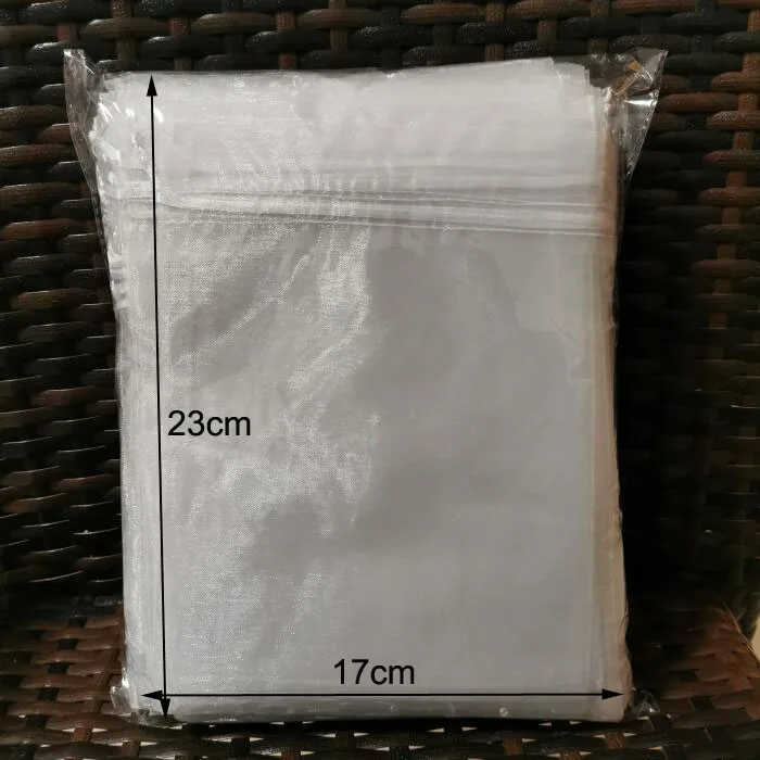 100 шт./лот 5x7 9x12 17x23 25x35 30x40 см большие белые сумки из органзы мешочек на шнурке для