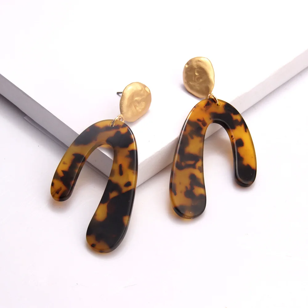 

Fashion Temperament Contracted Plate Acetate Resin Stud Earrings Vintage Geometric U Shape Earrings for Women Jewelry Acrylic