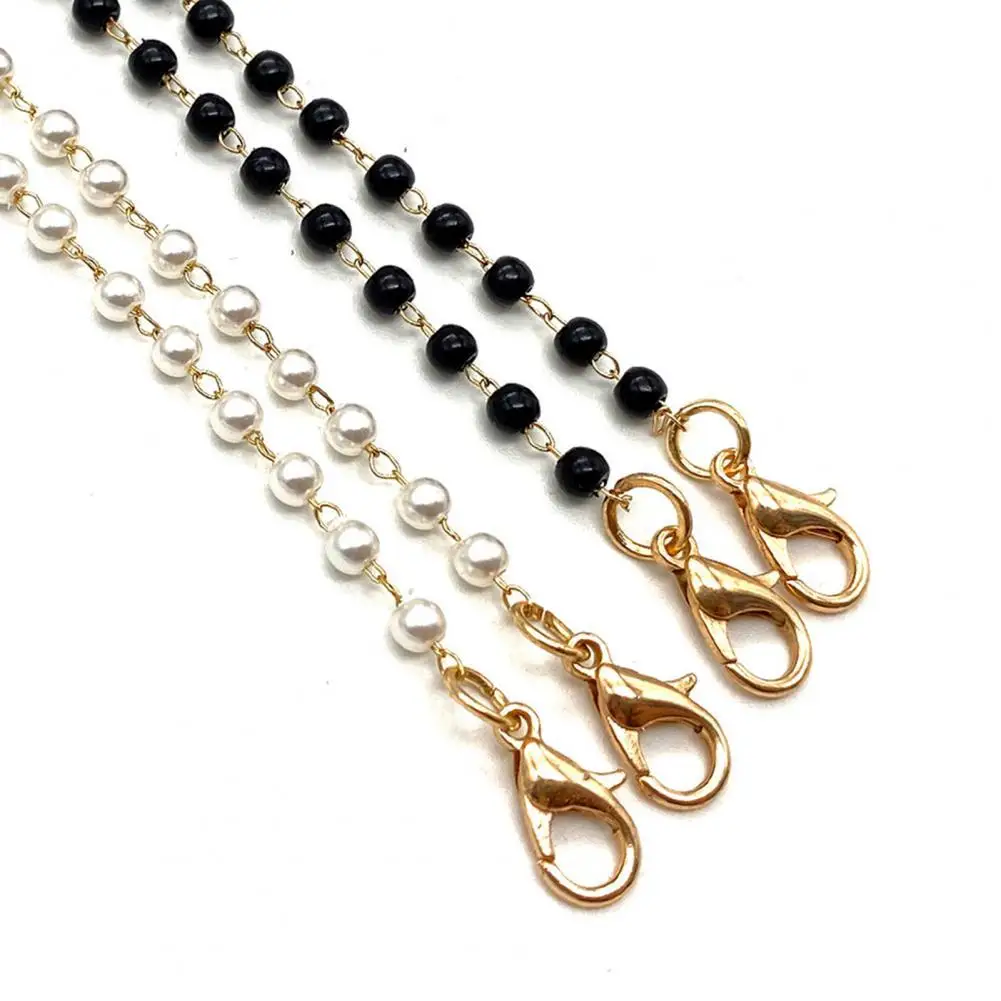 

Fashion Eyeglass Chain Imitation Pearl Beaded Strong Construction Copper Women Eyeglass Chain Face Masks Hanging Rope