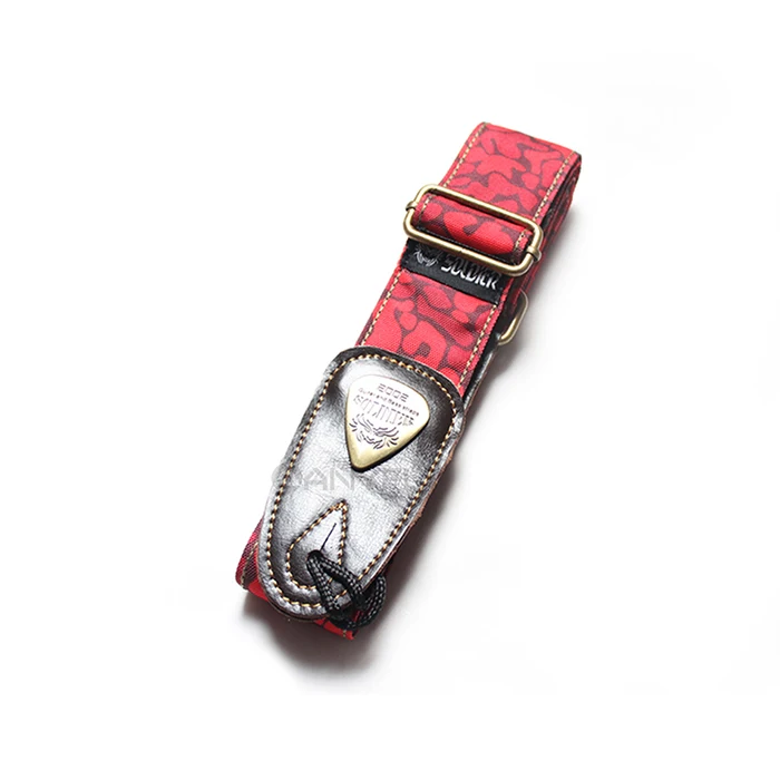 Red Camouflage Мягкий толстый камуфляж хлопок Регулируемый для акустической, электро-и бас-гитары народная гитара ремень с кожаными концами - Цвет: Red Camouflage