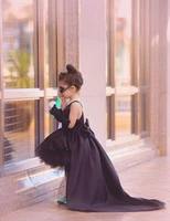 child black hi lo flower girl dresses for party and wedding kids princess gown tutu bridesmaid first communion for girls o neck