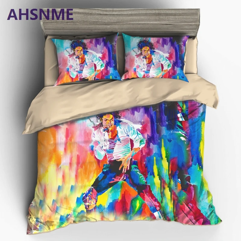 

AHSNME Classic TV Superstar MJ Home Textile Mike Jackson Live Live Oil Painting Polyester 3pcs Bedding Set Duvet Cover Bedding
