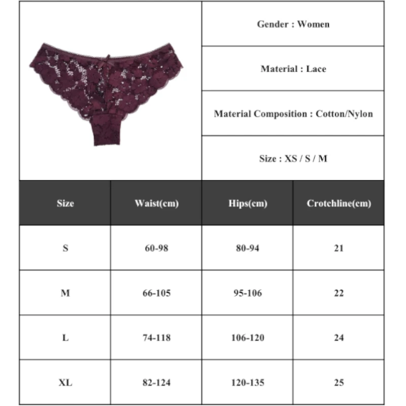 

5pcs Women's Panties Sexy Lace Hollow Out Thongs G-String Low Waist Fashion Girl Panties Underwear Briefts Knickers Purplish Red
