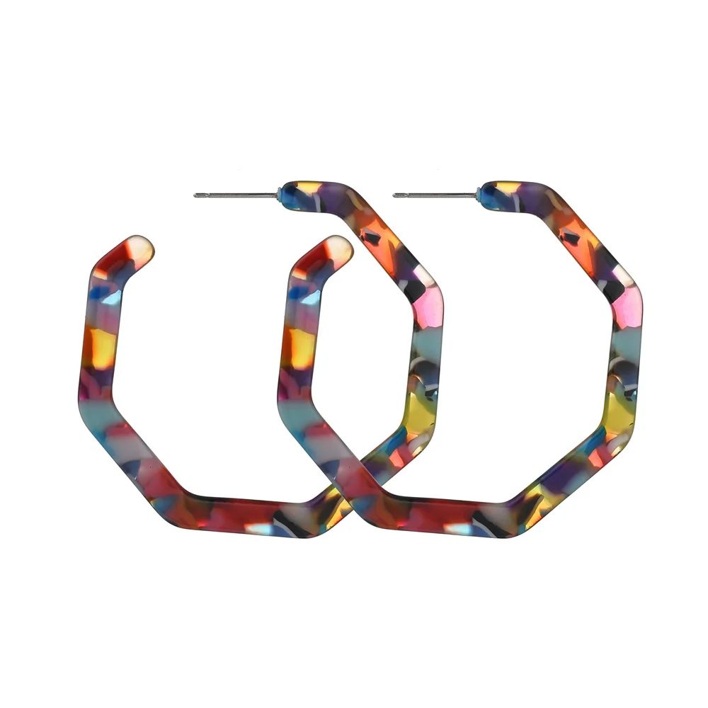 ZWPON геометрические многоугольные ацетатные акриловые леопардовые серьги кольца