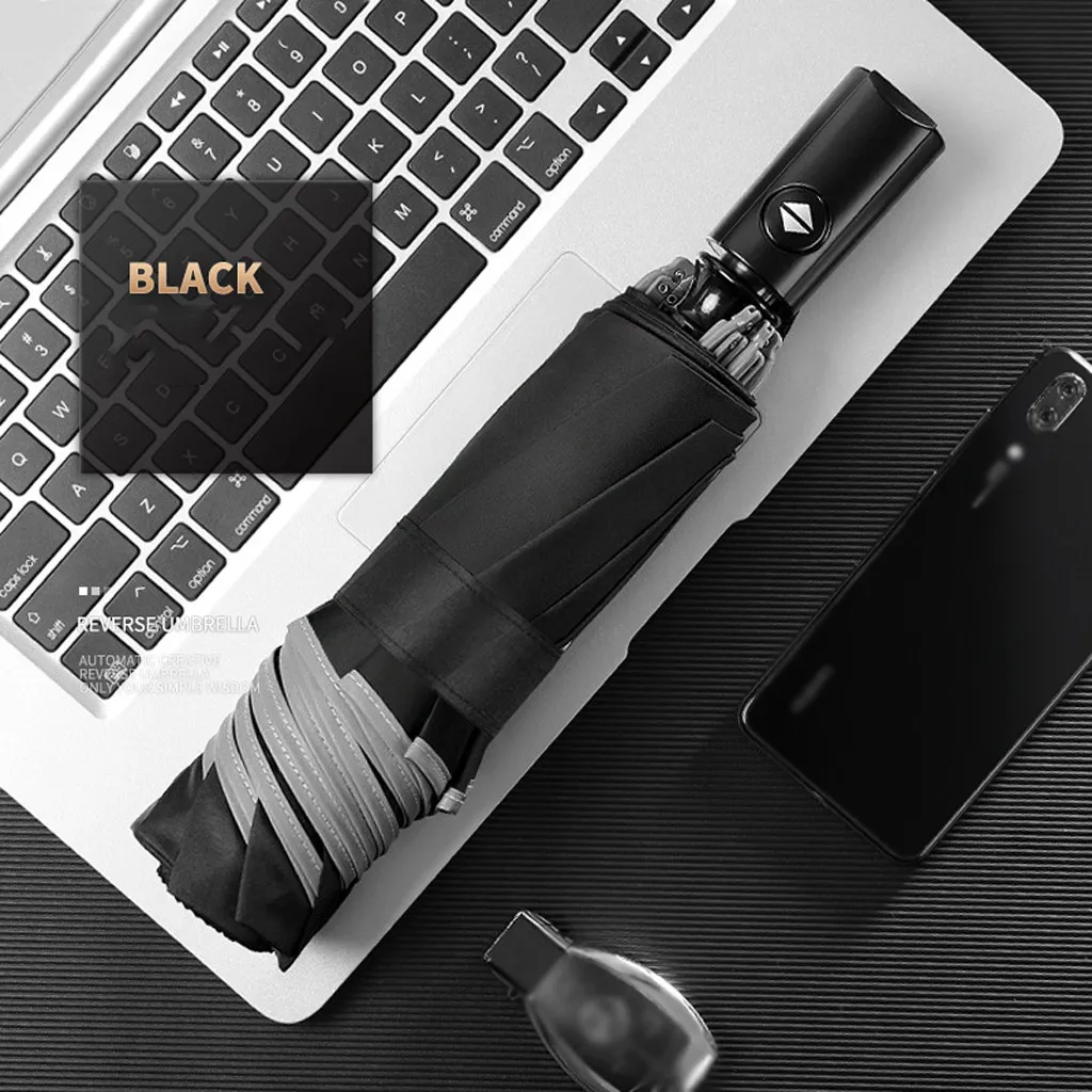 Автоматический складной деловой Зонт с отражающими полосками зонты от дождя для