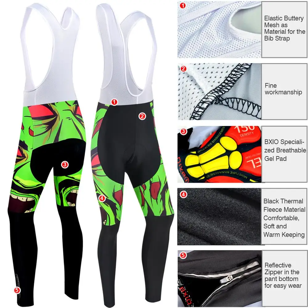 Велосипедная одежда BXIO для Witner зеленые теплые флисовые вело-Джерси и 5D