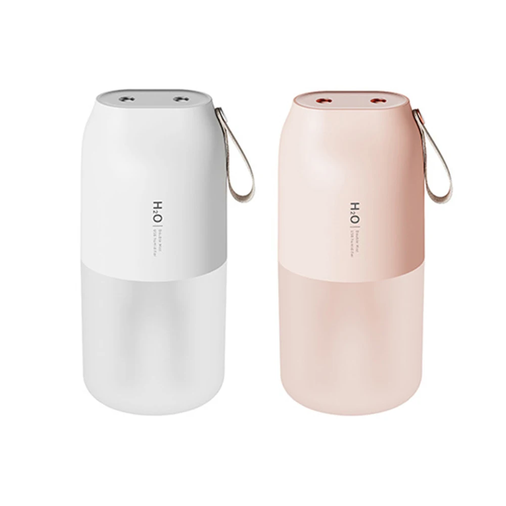

300ml Portable Spray Humidifier Double Nozzle Cool Mist Aroma Diffuser USB Charging Air Humidifier with LED Night Light