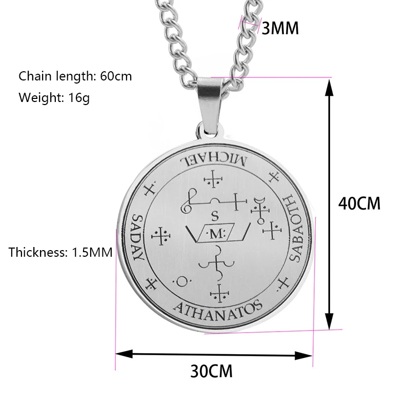 

Men's Stainless Steel Seven Angels Summon Magic Array Necklace Lettering Jewelry Badge Totem Necklace Men chains