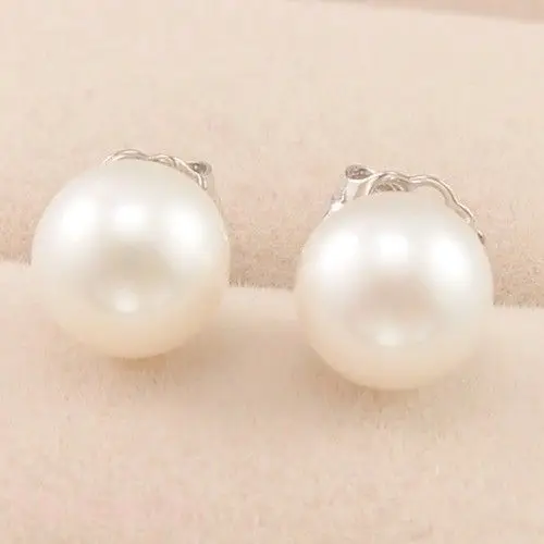 Роскошные 10-11 мм AAA Белые идеальные круглые жемчужные серьги AKOYA 14K/20 белое золото |