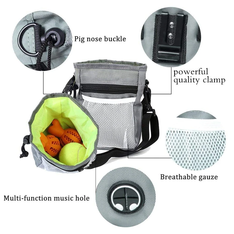 Dog Treat Training Pouch by Built - In Waste Poop Bag Dispenser Easily Carries Toys Kibble Treats 3 Ways To Wear |