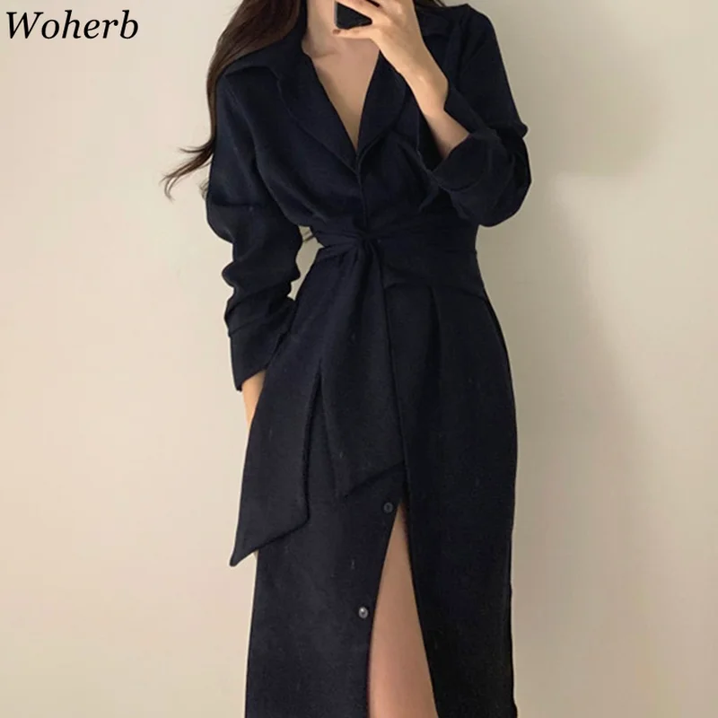 Woherb стильный женский костюм платье-рубашка 2024 летние женские платья элегантные