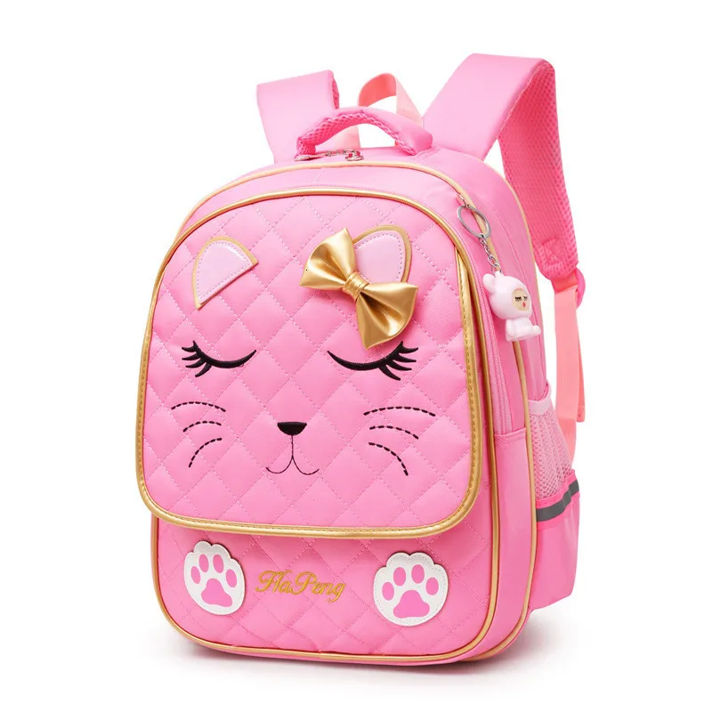 Orthopedic Cute Cat School Bags For Girl Cartoon Pupils Backpacks Children Waterproof Schoolbags Thicken Shoulder Strap Mochila
