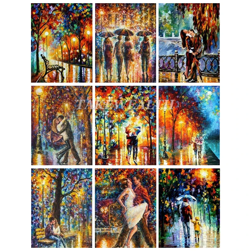 5D DIY алмазная живопись дождь город ночь улица вышивка крестом стразы мозаика