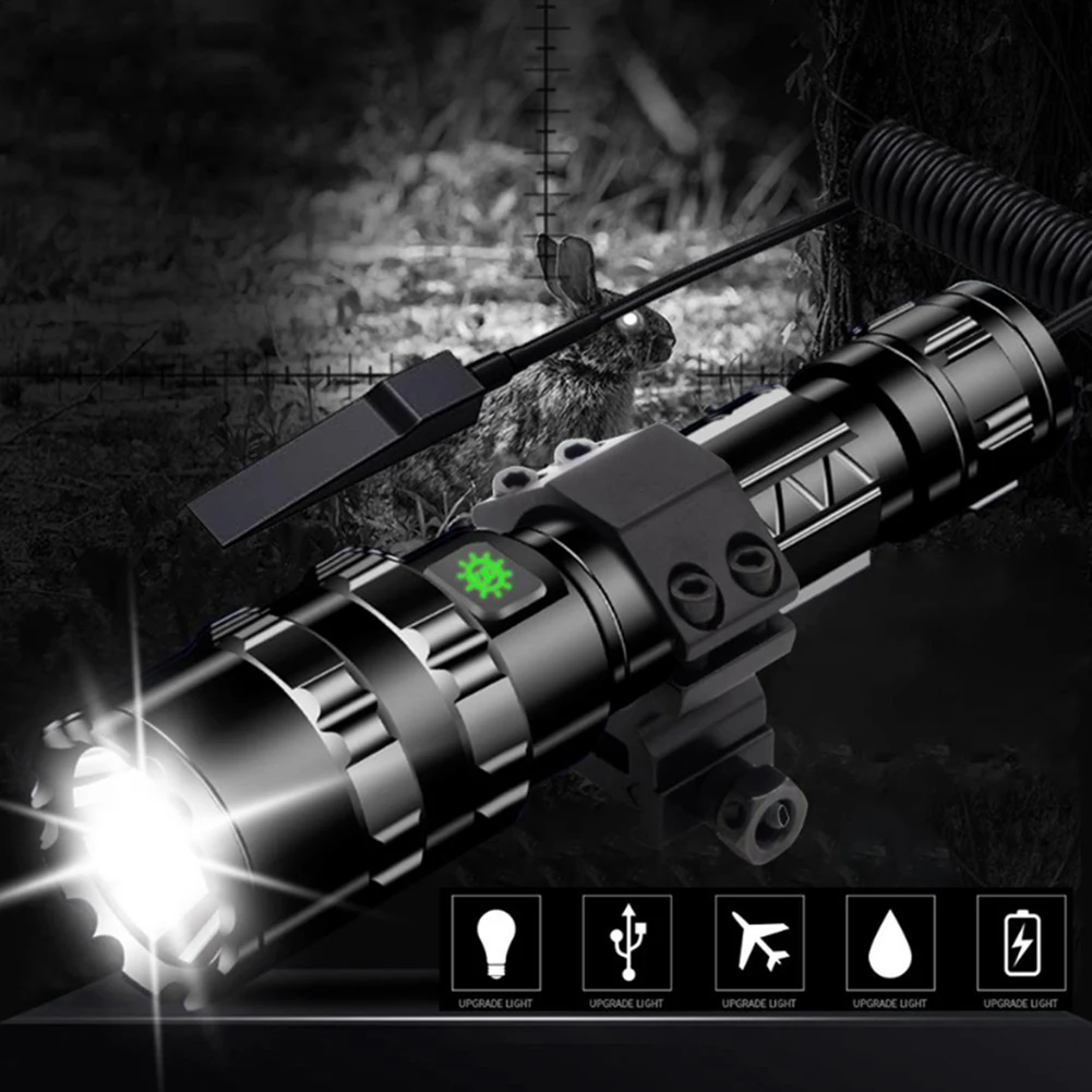

Night riding Flashlight L2 Torch IPX6 Non-slip 1600 Lumens Hunting Black
