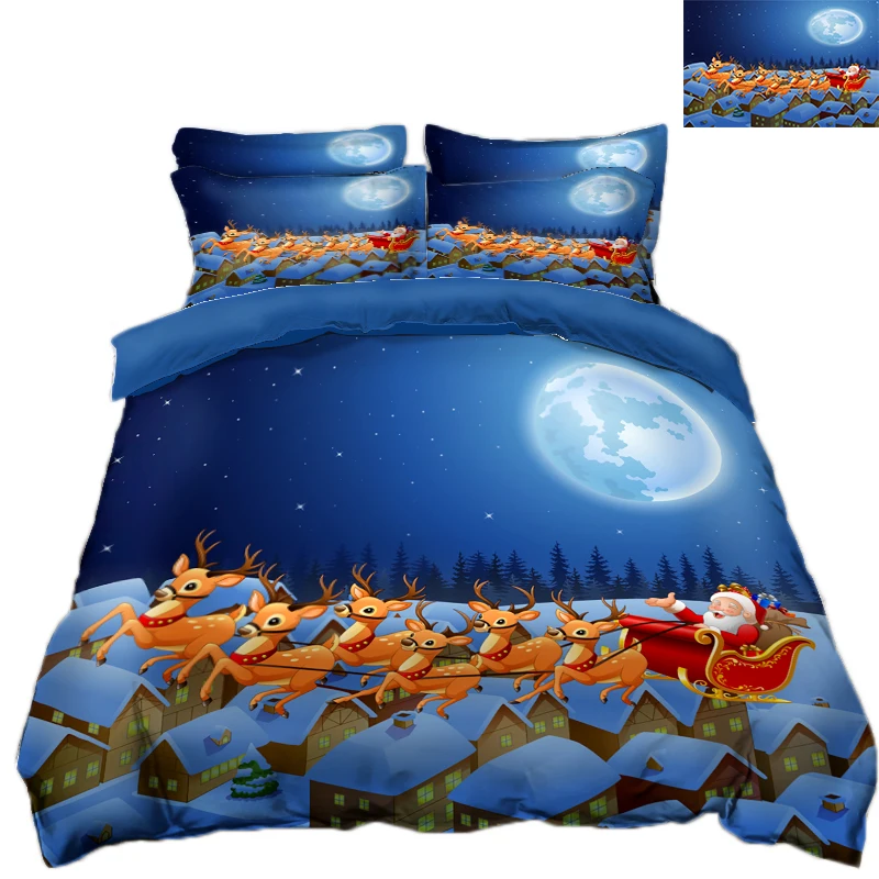 للبيع Blue Steppe Santa-مجموعات الفراش ، ملاءة سرير ثلاثية الأبعاد ، غطاء لحاف ، غطاء وسادة ، سرير ملكي ، كتان ، كاليفورنيا ، كينغ