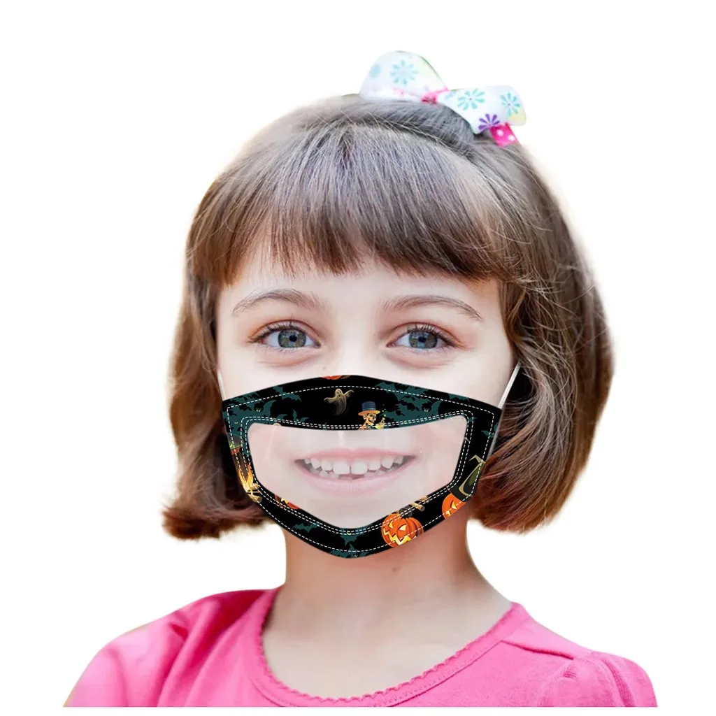 

4PCS Kids Mask Halloween Cartoon Smile Clear Mouth Expression Lip Reading Face 2020 Mask masque de protection respiratoire A50