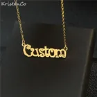 Ожерелье с именем на заказ от KristenCo, золотая цепочка из нержавеющей стали, персонализированный шрифт в стиле Хэллоуина для детей, ожерелье с кулоном, подарок