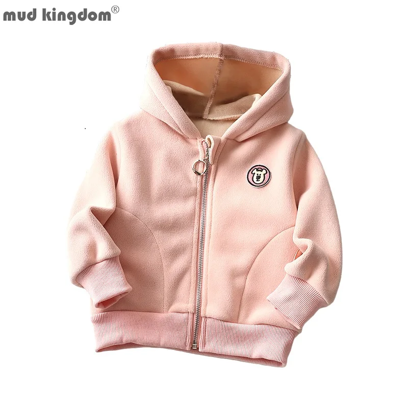 

Mudkingdom Boys Girls Hooded Jacket Zipper Embroidered Solid Ploar Fleece Warm Coats for Kids Clothes Autumn Winter Outerwear