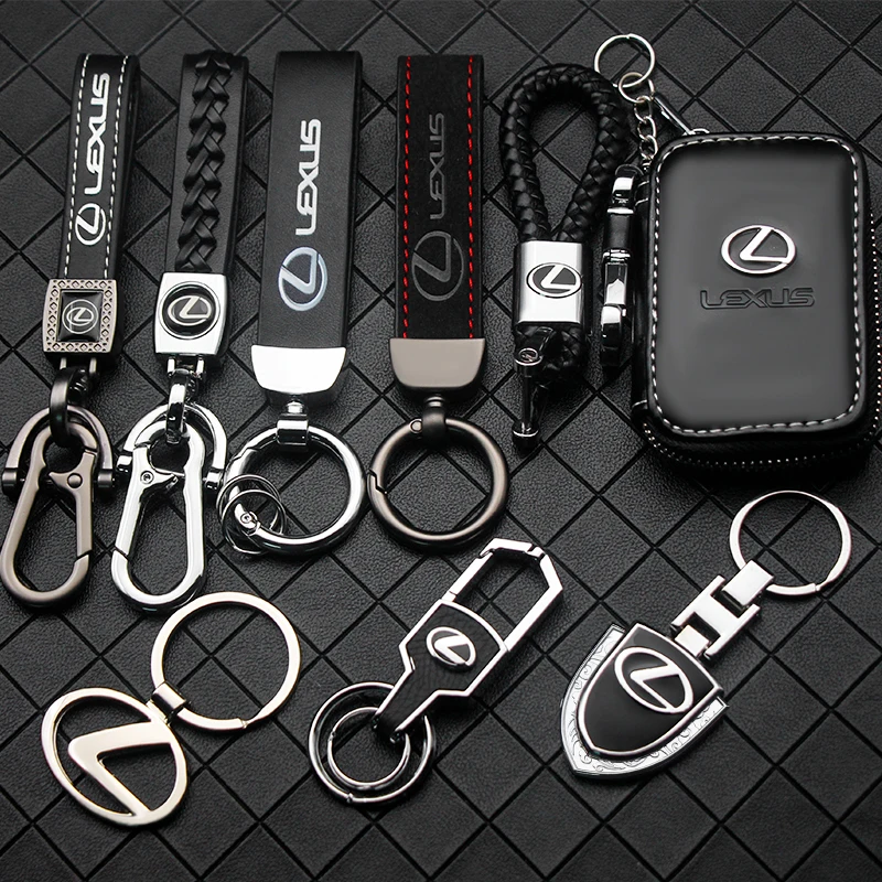 

3D Metal Car Logo Emblem Keychain Fashion Leather Key Case Key Rings Gifts Decoration For Lexus RX300 RX330 RX350 IS250 LX570 GS