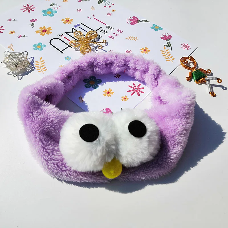Purple Мягкие милые модные Мультяшные повязки для волос для мытья глаз для женщин, косметическая маска, аксессуары для ванной комнаты, широкая повязка на голову, инструмент для укладки волос - Цвет: Purple