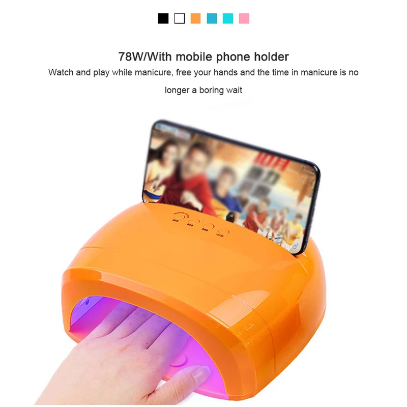 

78w Super Power 4-in-1 Multifunctional Nail Phototherapy Lamp Rechargeable Nail Polisher As Well Phone Holder US EU Plug