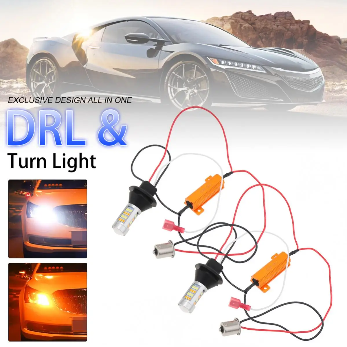 

Ba15s BAU15S P21w S25 1156 42Led T20 W21W WY21W 7440 Light Daytime Running Light+Turn Signal Dual Mode DRL LED External Lights