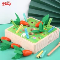 wooden toys baby montessori toy set pulling carrot shape matching size cognition montessori educational toy wooden toys