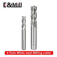 4 flute super hard white steel straight shank end mill 6 8 10 12 white steel milling cutter cnc high speed steel milling cutter