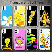 cartoon cute tweety bird piolin phone case for iphone 8 7 6 6s plus x 5s se 2020 xr 11 pro xs max 12 12mini