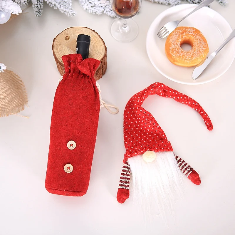 

Non-Woven Wine Bottle Cover Gift Bag Holder Christmas New Year Holiday Home Party Dining Table Decor Christmas Bottle Cover